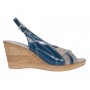 Sandale damă bleumarin din piele naturală lăcuită cu talpă pană S50LACBLM